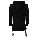 Riolio Mens Black Hipster Bandage Zipper Hoodies Sweatshirts Brand Hip Hop Casual Hoodie Men Streetwear Hoody Tracksuits for Male