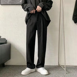 Riolio Brown/Black Suit Pants Men Fashion Society Mens Dress Pants Korean Loose Straight Casual Pants Mens Office Formal Trousers S-3XL