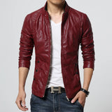 Spring and Autumn Men's Casual Leather Jacket Large Size Men's Leather Jacket Men's PU Leather Red Jacket S-4XL