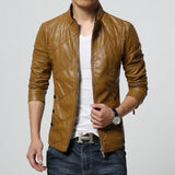 Riolio Spring and Autumn Men's Casual Leather Jacket Large Size Men's Leather Jacket Men's PU Leather Red Jacket S-4XL