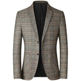 New Spring Autumn Blazers Men Slim Fit British Plaid Formal Suit Jacket Party Wedding Business Casual Blazers Male