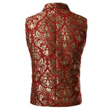 Riolio Men's Luxury Brocade Paisley Floral Double-Breasted Suit Vest Victorian Gothic Steampunk Waistcoat Men Chalecos Para Hombre 2XL