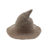 Riolio  Autumn Winter Thickened Witch Pointed Hat Foldable Knitted Wizard Cap Wide Brim Bucket Hats Magic Top Hat for Men Women