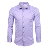 Riolio Purple Men's Bamboo Fiber Dress Shirt Brand New Slim Fit Long Sleeve Chemise Homme Non Iron Easy Care Formal Shirt For Men