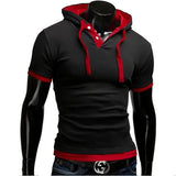 Riolio Men's T Shirt Summer Slim Fitness Hooded Short-Sleeved Tees Male Camisa Masculina Sportswer T-Shirt Slim Tshirt Homme 3XL