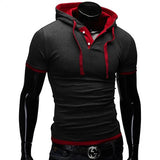 Riolio Men's T Shirt Summer Slim Fitness Hooded Short-Sleeved Tees Male Camisa Masculina Sportswer T-Shirt Slim Tshirt Homme 3XL