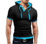 Riolio Men's T Shirt Summer Slim Fitness Hooded Short-Sleeved Tees Male Camisa Masculina Sportswer T-Shirt Slim Tshirt Homme 3XL