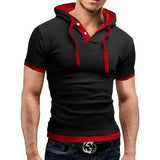 Riolio Men's T Shirt Summer Slim Fitness Hooded Short-Sleeved Tees Male Camisa Masculina Sportswer T-Shirt Slim Tshirt Homme 3XL