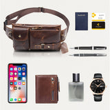 Riolio Genuine Leather Waist Packs Men Waist Bags Fanny Pack Belt Bag Phone Bags Travel Waist Pack Male Small Waist Bag Leather