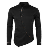 Riolio Men's Hipster Oblique Button Down Embroidery Dress Shirt New Slim Fit Long Sleeve Shirt Men Casual Business Wedding Camisas