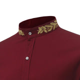 Riolio Stand Collar Men Shirt Black Brand Gold Embroidery Men Long Sleeve Dress Shirts Slim Fit Cotton Male Casual Chemise Homme