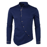 Riolio Men's Hipster Oblique Button Down Embroidery Dress Shirt New Slim Fit Long Sleeve Shirt Men Casual Business Wedding Camisas