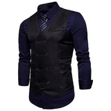 Riolio Dress Vests For Men Casual Slim Fit Mens Suit Vest Double breasted Waistcoat Gilet Homme Formal Business Jacket XXL