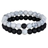 Riolio 2pcs/set Style Couples Distance Bracelet Natural Stone Yoga Beaded Bracelet for Men Women Friend Gift Charm Strand Jewelry