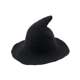 Riolio  Autumn Winter Thickened Witch Pointed Hat Foldable Knitted Wizard Cap Wide Brim Bucket Hats Magic Top Hat for Men Women