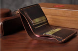 Riolio Handmade Vintage Crazy horse Genuine Leather Men Wallet Men Purse Leather Short Card Wallet for Male Money Clips Money bag