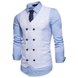 Riolio Dress Vests For Men Casual Slim Fit Mens Suit Vest Double breasted Waistcoat Gilet Homme Formal Business Jacket XXL