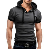 Riolio Men's T Shirt Summer Slim Fitness Hooded Short-Sleeved Tees Male Camisa Masculina Sportswer T-Shirt Slim Tshirt Homme 3XL