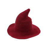Riolio  Autumn Winter Thickened Witch Pointed Hat Foldable Knitted Wizard Cap Wide Brim Bucket Hats Magic Top Hat for Men Women