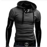 Riolio Men's T Shirt Summer Slim Fitness Hooded Short-Sleeved Tees Male Camisa Masculina Sportswer T-Shirt Slim Tshirt Homme 3XL