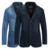 Riolio New Mens Denim Blazer Male Suit Jacket Oversized Fashion Cotton Vintage 4XL Blue Coat Denim Jacket Men Jeans Blazers