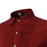 Riolio Solid Color Men Shirt Tuxedo Shirts Bridegroom Wedding Shirts Long Sleeve Slim Fit Casual Mens Dress Shirts Camisa Masculina XL