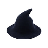 Riolio  Autumn Winter Thickened Witch Pointed Hat Foldable Knitted Wizard Cap Wide Brim Bucket Hats Magic Top Hat for Men Women