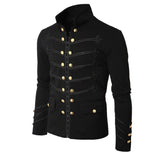 Riolio Steampunk Men Gothic Clothing Military Jackets Medieval Vintage Jacket Stand Collar Rock Frock Coat Men's Retro Punk Coat