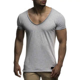 Riolio New Arrival Deep V Neck Short Sleeve Men T Shirt Slim Fit T-shirt Men Thin Top Tee Casual Summer Tshirt Camisetas Hombre