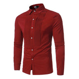 Riolio Solid Color Men Shirt Tuxedo Shirts Bridegroom Wedding Shirts Long Sleeve Slim Fit Casual Mens Dress Shirts Camisa Masculina XL