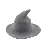 Riolio  Autumn Winter Thickened Witch Pointed Hat Foldable Knitted Wizard Cap Wide Brim Bucket Hats Magic Top Hat for Men Women