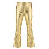 Riolio Men Shiny Metallic Disco Pants Bell Bottom Flared Long Pants Dude Costume Trousers Men's Flare Pants Flared Bell Pants