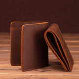 Crazy Horse Leather Men Wallets Retro Handmade Small Purse Top Cow Leather Brand Designer Minimalist Wallet Portomonee