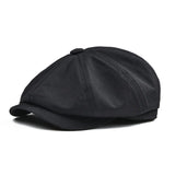 Riolio Newsboy Cap Men's Twill Cotton Eight Panel Hat Women's Baker Boy Caps Retro Big Large Hats Male Boina Black Beret 003