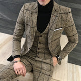 ( Jacket + Vest + Pants ) Premium Brand Fine Men's Slim Formal Business Suit Groom's Best Man Wedding Party Dress Suits 3 piezas