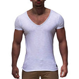 Riolio New Arrival Deep V Neck Short Sleeve Men T Shirt Slim Fit T-shirt Men Thin Top Tee Casual Summer Tshirt Camisetas Hombre