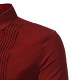 Riolio Solid Color Men Shirt Tuxedo Shirts Bridegroom Wedding Shirts Long Sleeve Slim Fit Casual Mens Dress Shirts Camisa Masculina XL