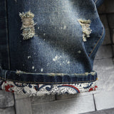 Riolio  Men's Hole Denim Shorts Summer New Fashion Casual Slim Fit Ripped Retro Short Jeans Male Brand