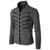 Riolio Steampunk Men Gothic Clothing Military Jackets Medieval Vintage Jacket Stand Collar Rock Frock Coat Men's Retro Punk Coat