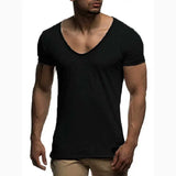 Riolio New Arrival Deep V Neck Short Sleeve Men T Shirt Slim Fit T-shirt Men Thin Top Tee Casual Summer Tshirt Camisetas Hombre