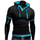 Riolio Men's T Shirt Summer Slim Fitness Hooded Short-Sleeved Tees Male Camisa Masculina Sportswer T-Shirt Slim Tshirt Homme 3XL