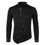 Riolio Men's Hipster Oblique Button Down Embroidery Dress Shirt New Slim Fit Long Sleeve Shirt Men Casual Business Wedding Camisas
