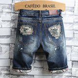 Riolio  Men's Hole Denim Shorts Summer New Fashion Casual Slim Fit Ripped Retro Short Jeans Male Brand