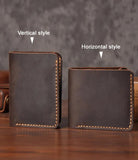 Riolio Handmade Vintage Crazy horse Genuine Leather Men Wallet Men Purse Leather Short Card Wallet for Male Money Clips Money bag