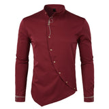 Riolio Men's Hipster Oblique Button Down Embroidery Dress Shirt New Slim Fit Long Sleeve Shirt Men Casual Business Wedding Camisas