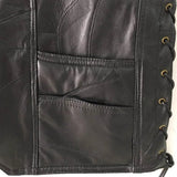 Riolio Men's Leather Stitching V-neck Vest Fashion Sheepskin Single-Breasted Vest