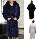 Riolio Mens Bathrobe Man Winter Warm Casual Flannel Robe Sleepwear Long Sleeve Plush Shawl Male Bath Robe Lounge Nightgown Home Clothes