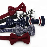 Riolio  Fashion Single Deck Children Solid Color Bowknot Lovely Knit Bowtie Adjustable  Neckwear Designer Knitting Kid Butterfly Bow Tie