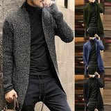 Riolio Thick Men’S Cardigan Spring Autumn Clothing Fashion Windbreaker Knit Long Sleeve Solid Color Warm Sweater Concise Style Coat