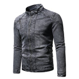Riolio Fashion Spring Casual Jacket Mens Velvet Streetwear Denim Jacket  Stand Collar Jean Jackets Male Slim Fit Coat Outerwear